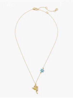 Kate Spade Nature Walk Gold Frog Pendant Necklace w/ Turquoise Flower Accent